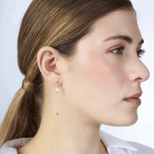 Серьги из желтого золота "Жемчуг"