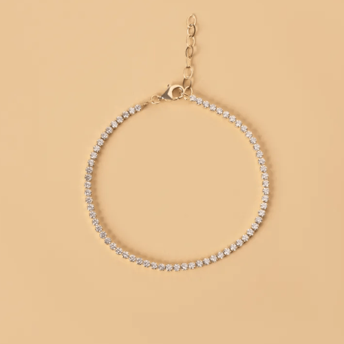 Теннисный браслет из желтого золота с фианитами "Glow"