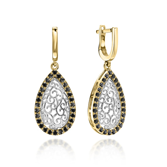 Серьги "ENJU" с бриллиантами и 14-каратным золотом