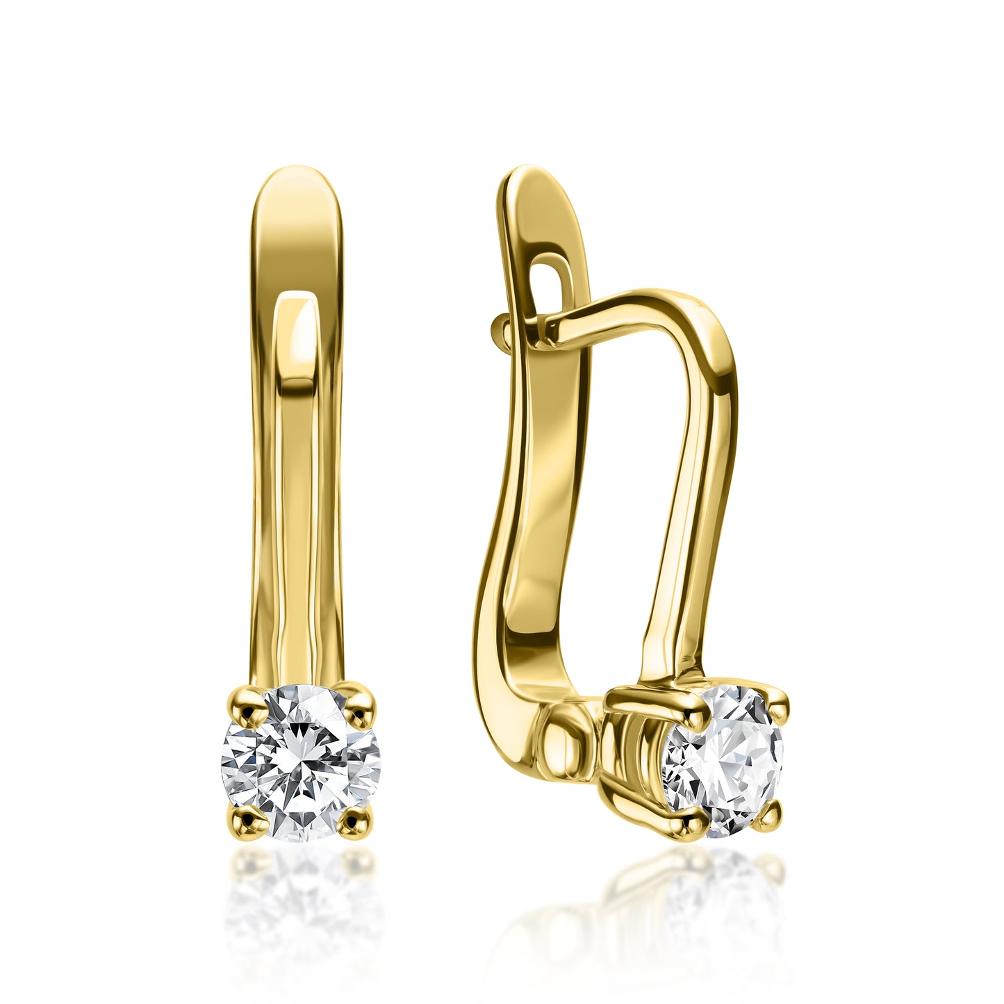 עגילי זהב "קלאסי" עם אבני חן