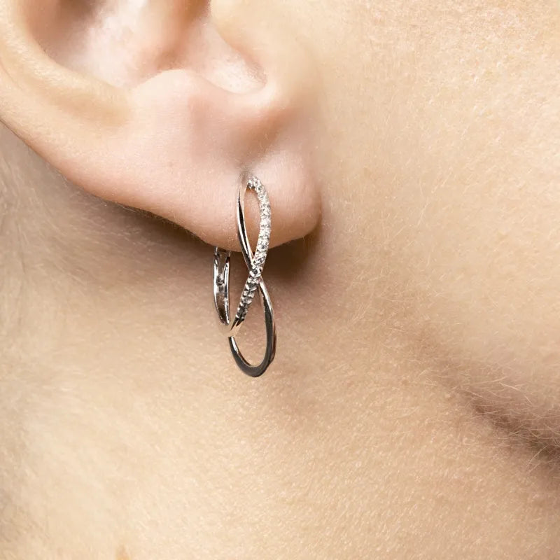 Золотые серьги "INFINITY" с фианитами