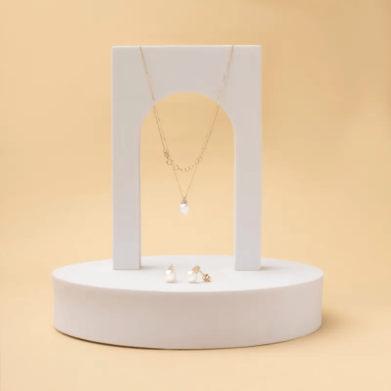 Золотой комплект с натуральным жемчугом "Серена"