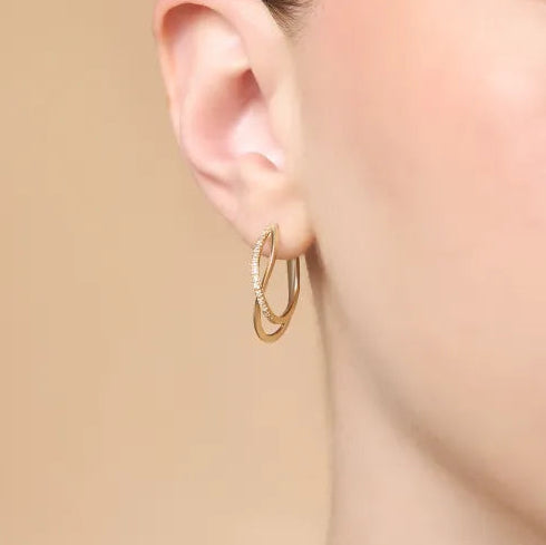 Золотые серьги "INFINITY" с фианитами