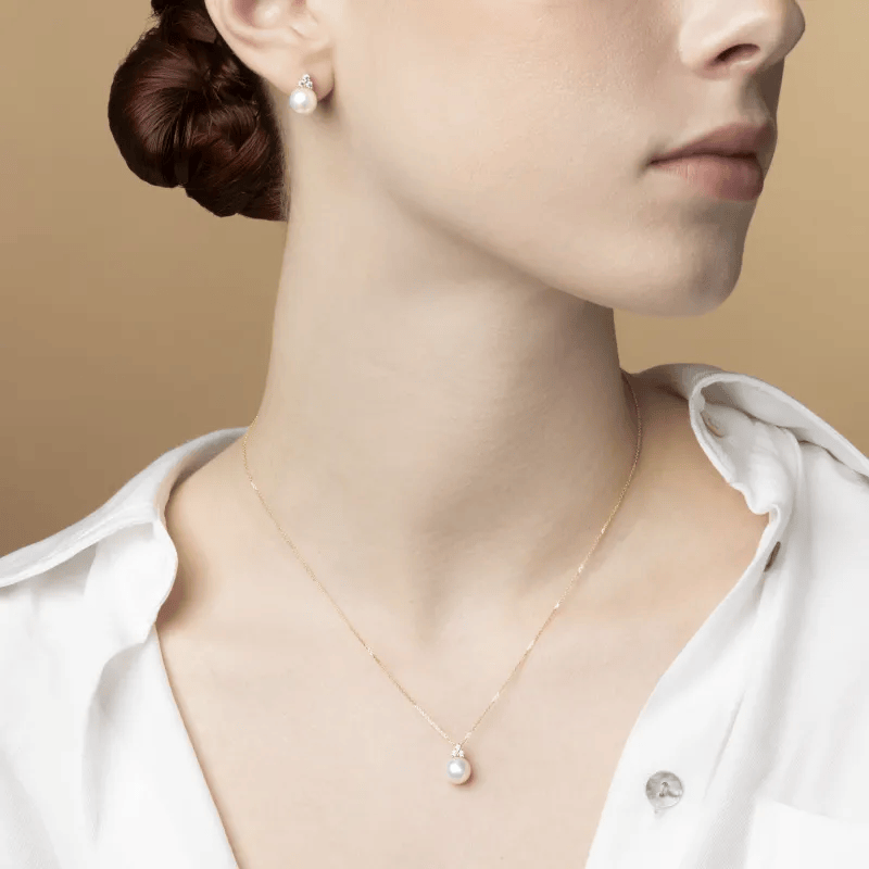 Золотой комплект с натуральным жемчугом "Серена"