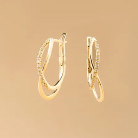 Золотые серьги "INFINITY" с фианитами